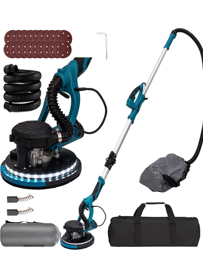 TUOTUO upgraded foldable sander with vacuum cleaner, 1980W sanding tools, 6-speed variable speed (1100-2700 RPM), plasterboard sander, telescopic handle, LED light, 20 sandpaper pads. - Image 1
